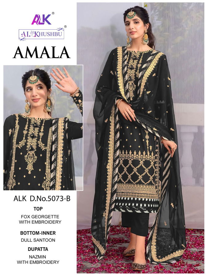 Amala 5073 By Alk Khushbu Embroidery Georgette Pakistani Suit Wholesale Market In Surat
